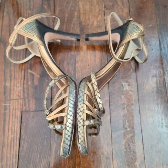 COLE Haan Bronze Black Metallic Strappy High Heels - Picture 4 of 12